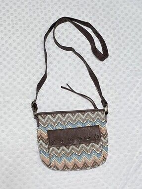 T Shirt & Jeans Bohemian-Style Chevron Print Crossbody Bag/Purse